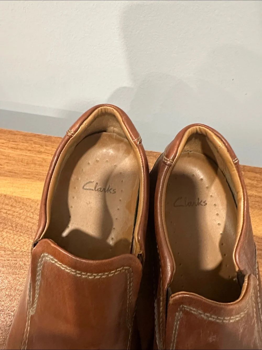 Clarks Men’s Brown Leather Slip-On Loafers